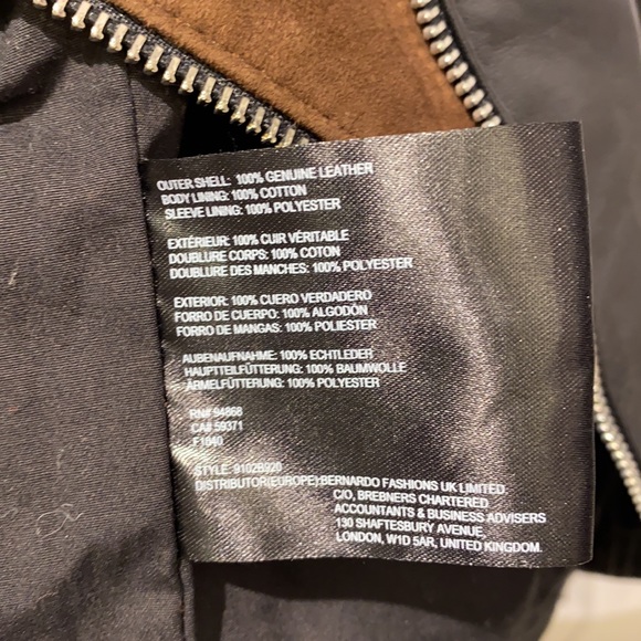 NEW Bernardo Suede Leopard Detail Leather Moto Zip Mixed Media Jacket Womens M - Picture 8 of 8